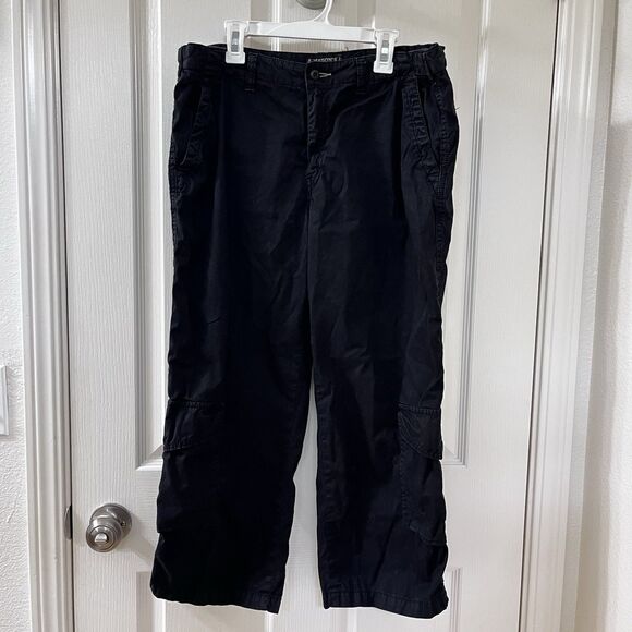 MASON’S Woman Rites Black Cropped Cargo Pants Italy Cotton Woman's Size 48 US 12 - Picture 1 of 16
